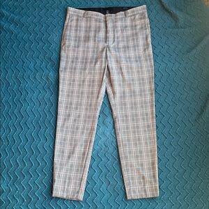 Men's Gray and Cream Plaid Pants